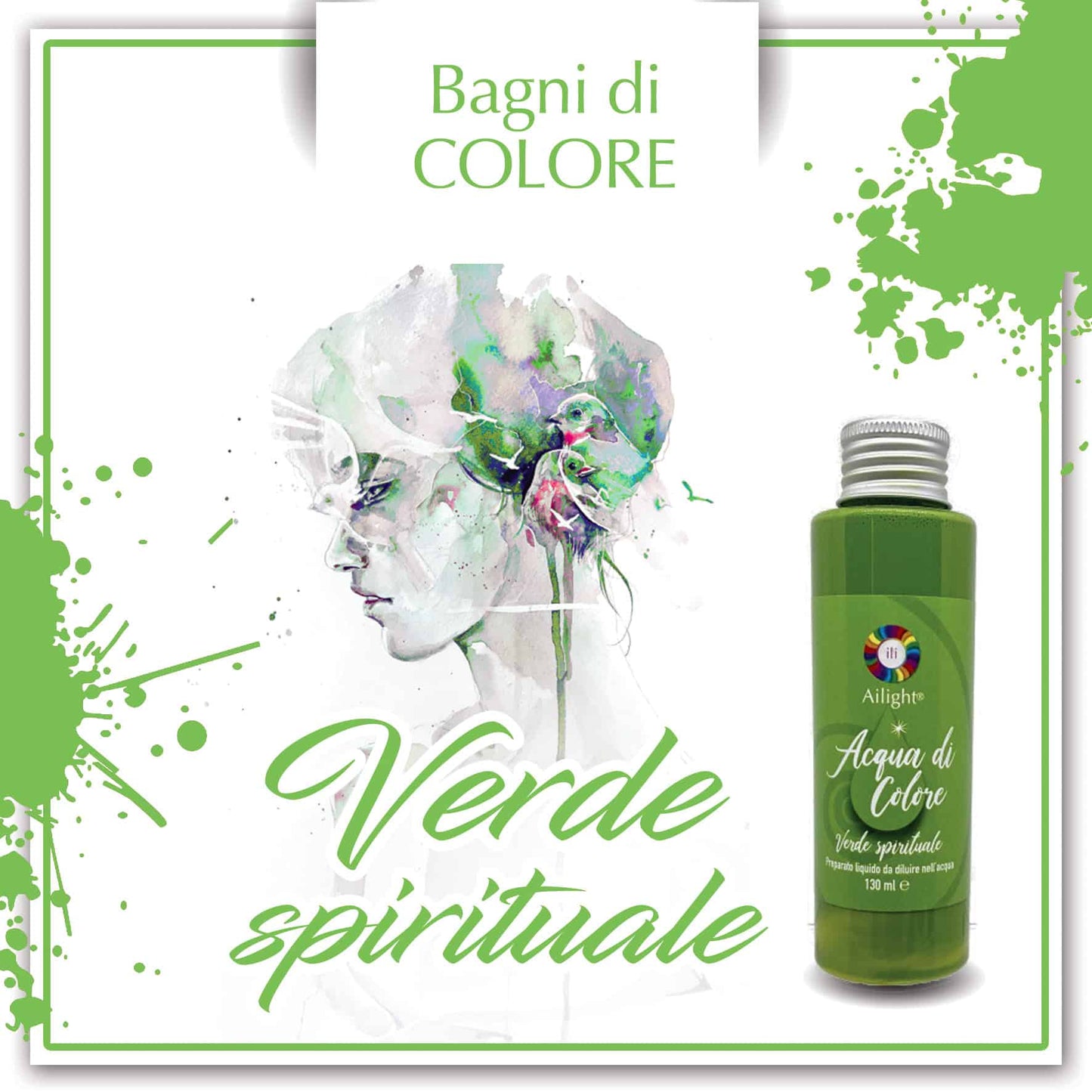 Acqua di colore Verde Spirituale - purificare l’energia del cuore - 30ml