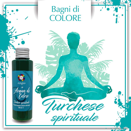 Acqua di colore Turchese Spirituale 30 ml - porta all’apertura del cuore, dona benessere, tranquillità, libertà, beatitudine