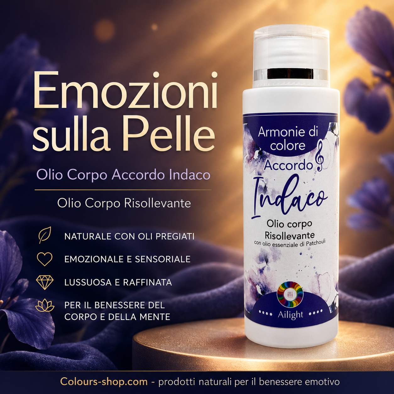 Accordo Indaco - Olio Corpo - Aiuta ad abbandonarsi e a lasciare andare le ansietà