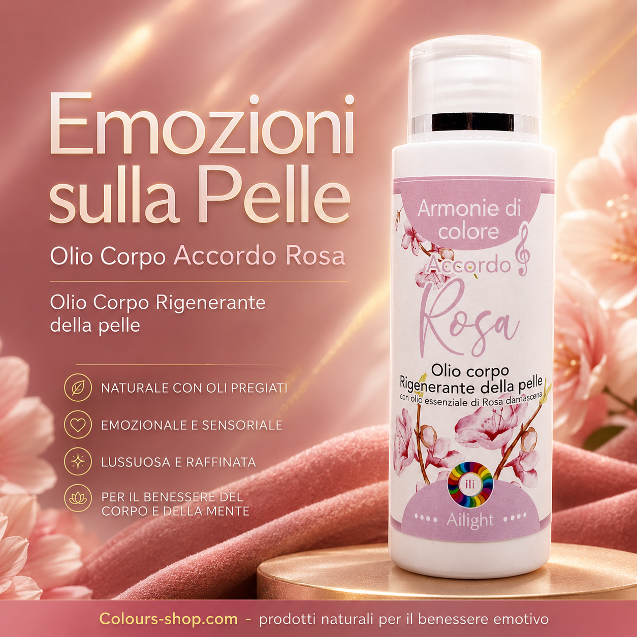 Accordo Rosa - Olio Corpo - Effetto rigenerante della pelle e dei tessuti
