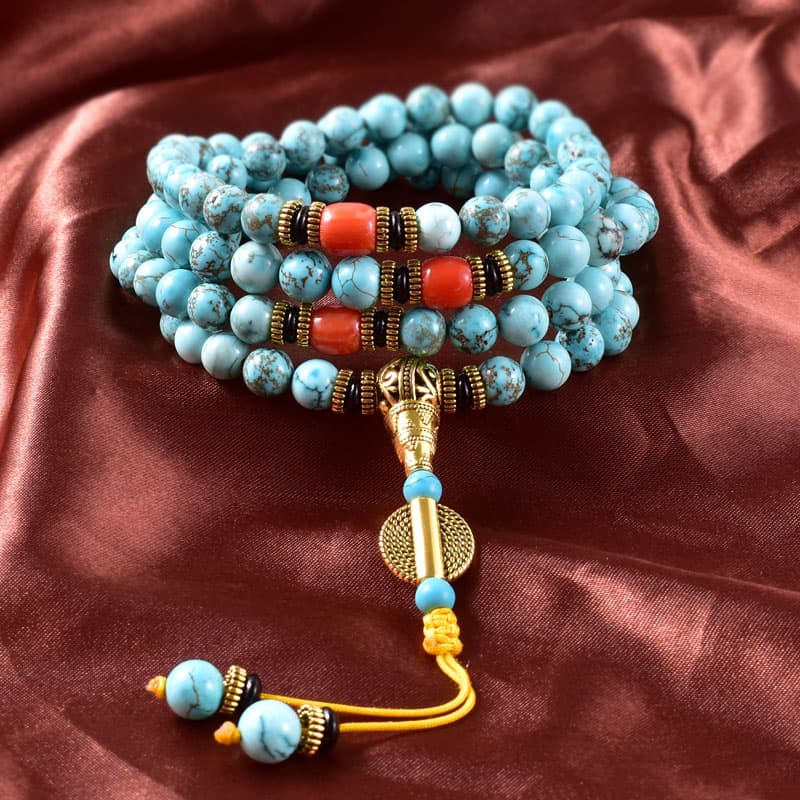 Japamala necklace and bracelet – Turquoise