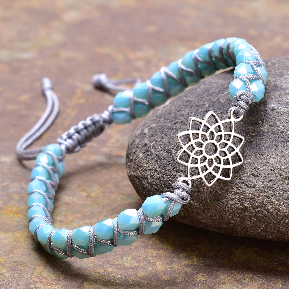 Bracelet with Blue Crystal and Chakra Symbol – Jewellery for the Soul